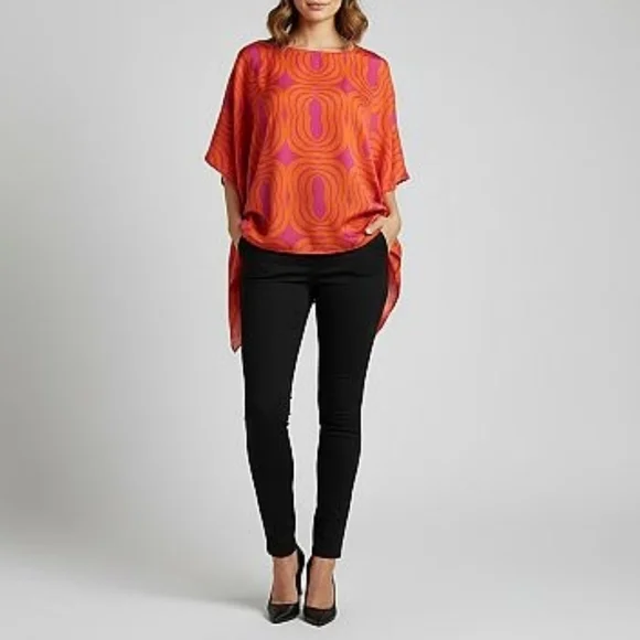 New York & Company Orange and Purple Tunic Top Size S - Picture 7 of 12